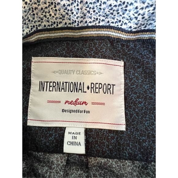 International Report Black Blue Micro Floral Print Long Sleeve Button Down Mediu - Picture 5 of 8